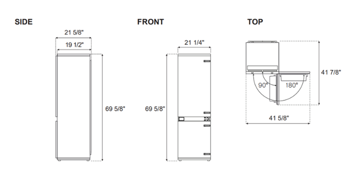 24 inch bottom mount integrated panel ready sliding door | Bertazzoni